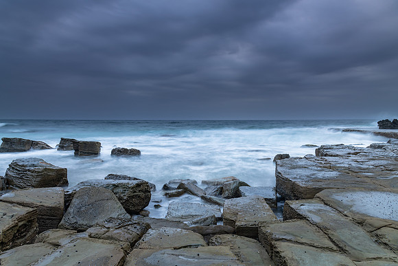 Overcast and Cloudy Morning Seascape
