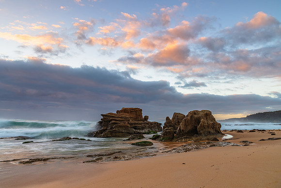 Rocks and waves - sunrise seascape at Bermagui