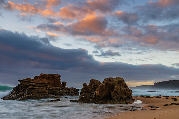 Rocks and waves - sunrise seascape at Bermagui