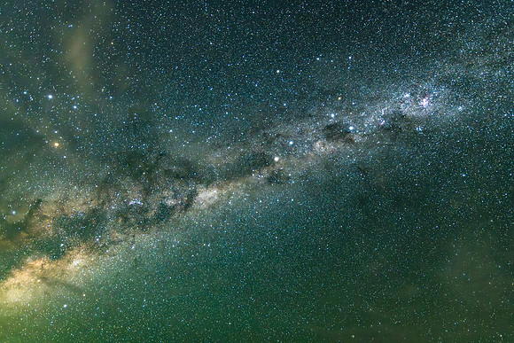 The Dark Emu in the Milky Way night sky with light cloud
