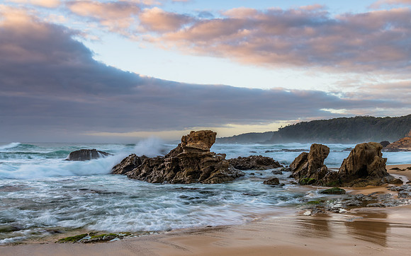 Rocks and waves - sunrise seascape at Bermagui
