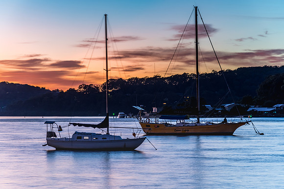 Sunrise over the Bay with Boats