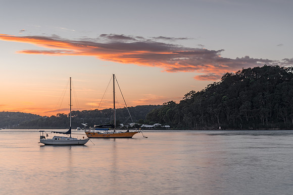 Sunrise over the Bay with Boats