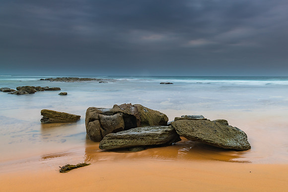 Overcast and Cloudy Morning Seascape