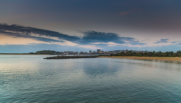 Sunrise Seascape, Breakwall and Newcastle City