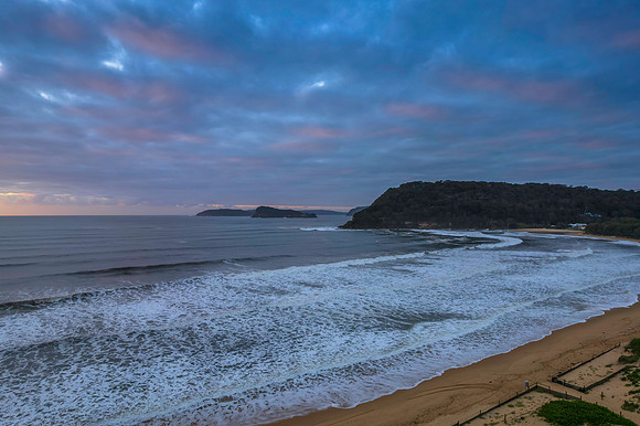Cloudy aerial sunrise seascape