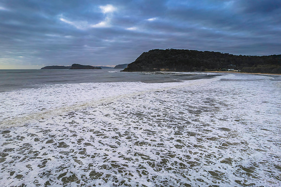 Cloudy aerial sunrise seascape