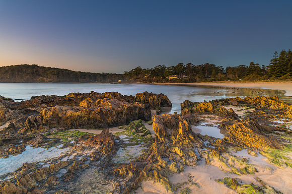Winter's Sunrise at Surf Beach with Craggy Rocks