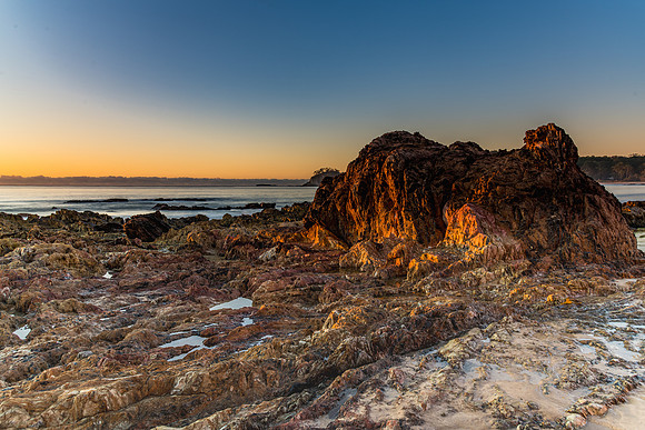 Winter's Sunrise at Surf Beach with Craggy Rocks