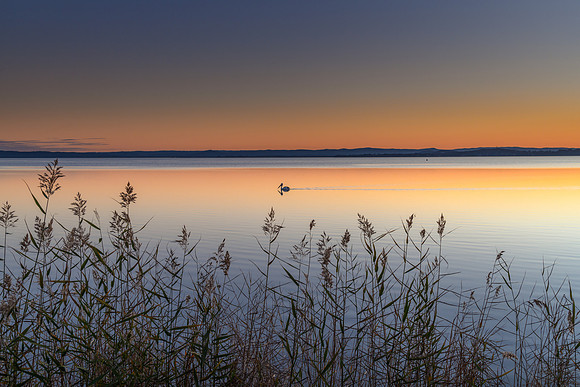 Sunset over the Lake with Clear Skies