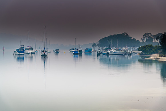 Smoke Haze Sunrise Over the Bay