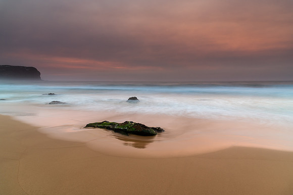 Sunrise Seascape and Hazy Sky with High Clouds