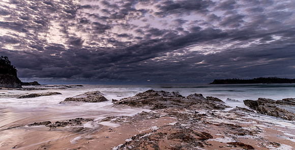 Clouds and Surf - Sunrise Panorama at Malua Bay
