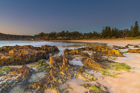 Winter's Sunrise at Surf Beach with Craggy Rocks