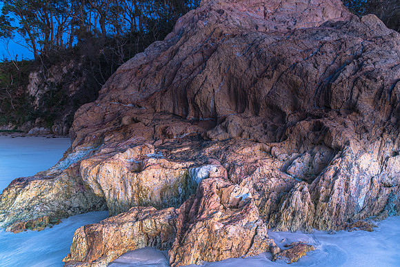 Winter's Sunrise at Surf Beach with Craggy Rocks