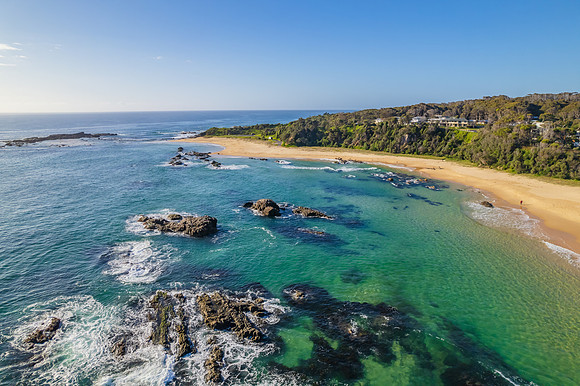 Rocks and the sea at Mystery Bay beach