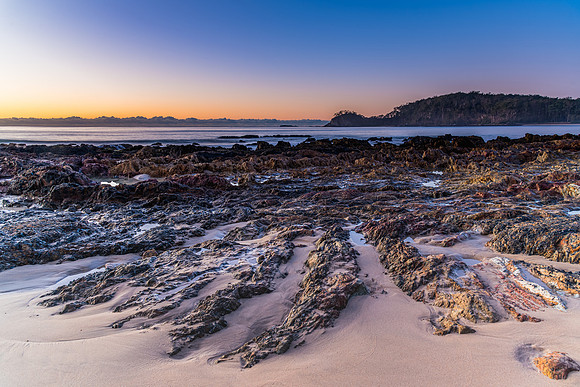 Winter's Sunrise at Surf Beach with Craggy Rocks