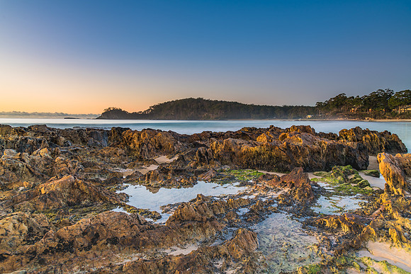 Winter's Sunrise at Surf Beach with Craggy Rocks
