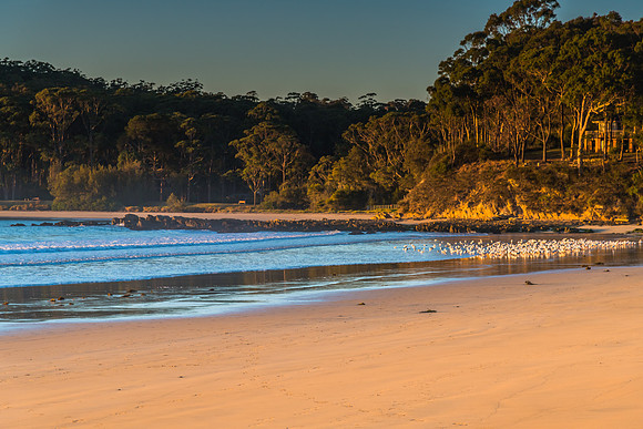 Winter's Sunrise at Surf Beach with Craggy Rocks