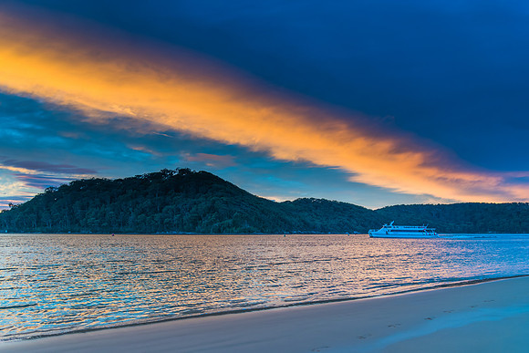 High Clouds over the Bay with Ferry