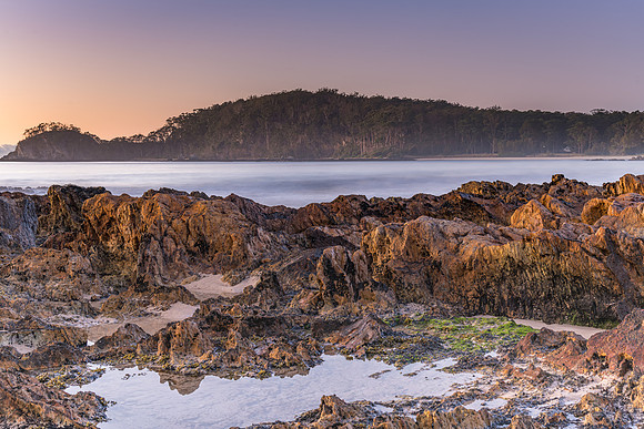 Winter's Sunrise at Surf Beach with Craggy Rocks