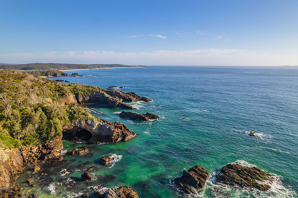 Rocks and the sea at Mystery Bay beach
