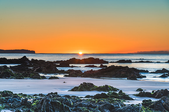 Winter's Sunrise at Surf Beach with Craggy Rocks