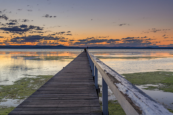 Sunset over the Lake and the long jetty