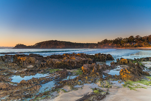 Winter's Sunrise at Surf Beach with Craggy Rocks