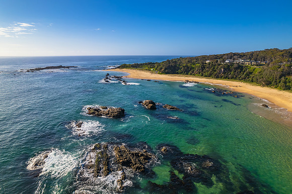 Rocks and the sea at Mystery Bay beach