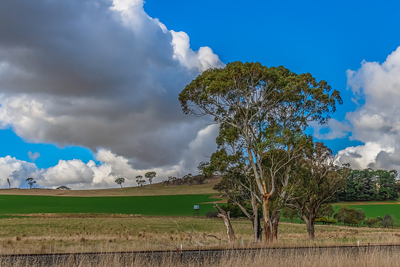 Clouds and a Winter sky over rural land