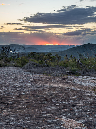 Australian Bush Sunset with Tessellated Rock