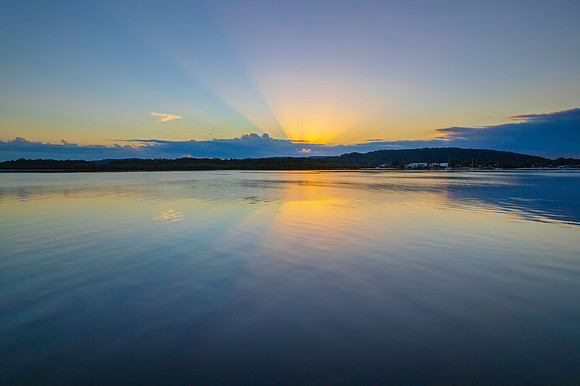 Sunrise waterscape over the bay