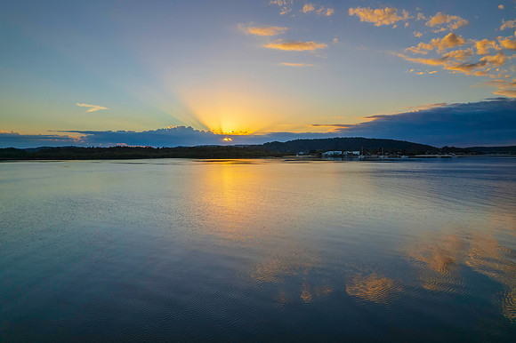 Sunrise waterscape over the bay