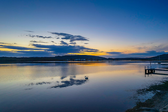 Sunrise waterscape over the bay