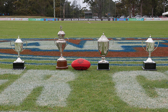Prep work on the oval for the 2020 AFLHCC Grand Final games