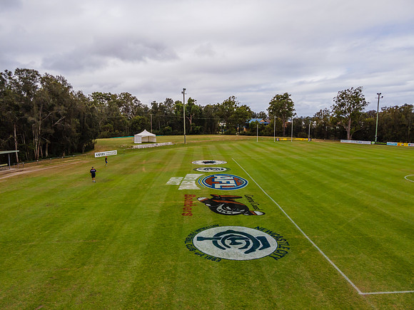 Prep work on the oval for the 2020 AFLHCC Grand Final games