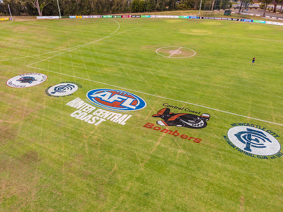 Prep work on the oval for the 2020 AFLHCC Grand Final games