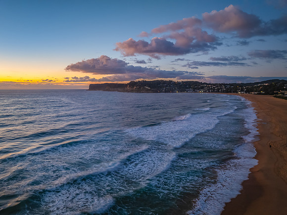 Sunrise over the sea and rock platform