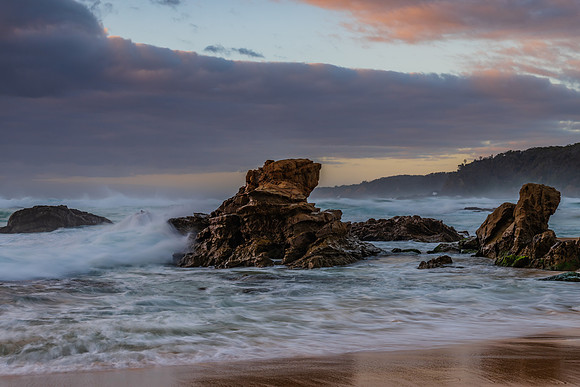 Rocks and waves - sunrise seascape at Bermagui