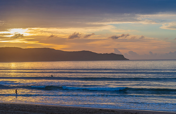 Sunrise seascape with clouds