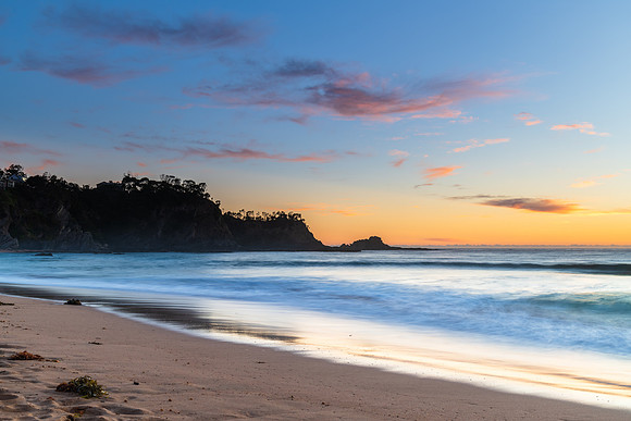 South Coast Sunrise Seascape and light high cloud