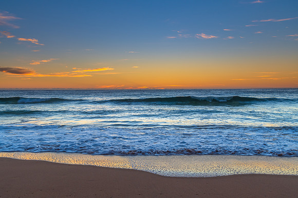 South Coast Sunrise Seascape and light high cloud