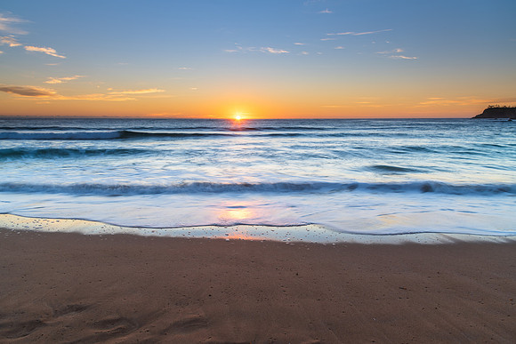 South Coast Sunrise Seascape and light high cloud