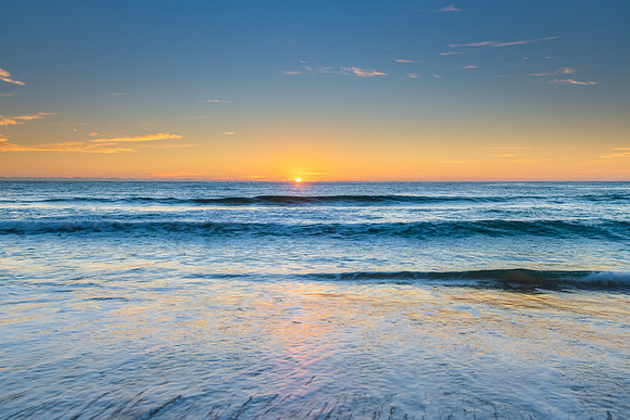 South Coast Sunrise Seascape and light high cloud