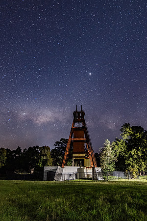 The old Mine Shaft under the Milky Way Night Sky