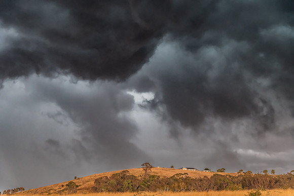 Wild storm approaching over the rural countryside