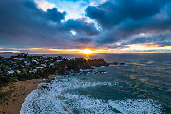 South Coast Sunrise Seascape and light high cloud