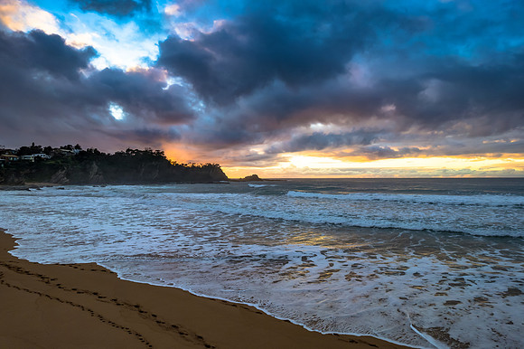 South Coast Sunrise Seascape and light high cloud