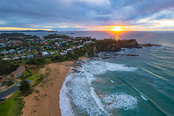 South Coast Sunrise Seascape and light high cloud